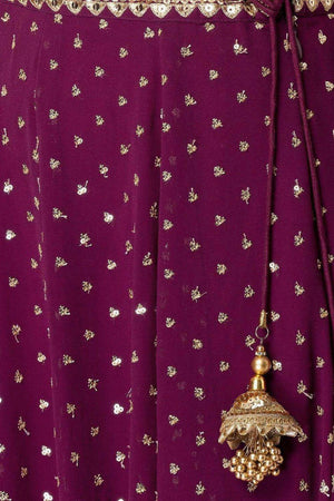 Violet Embroidered Georgette Lehenga