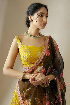 Yellow Embroidered Georgette Lehenga