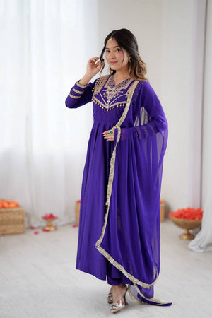 Blue Embroidered Silk Anarkali Suits