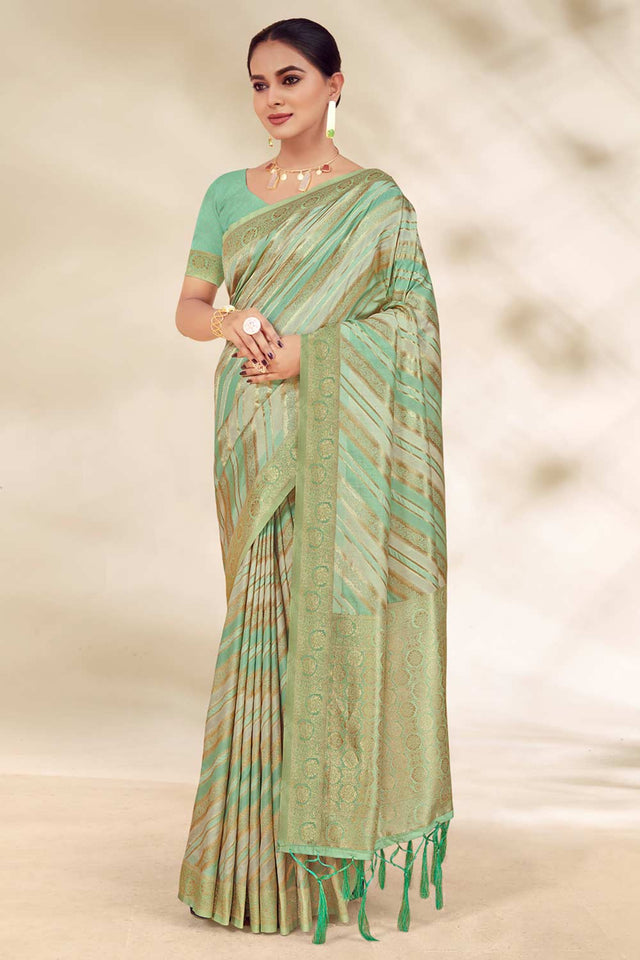 Green Cotton Woven Saree