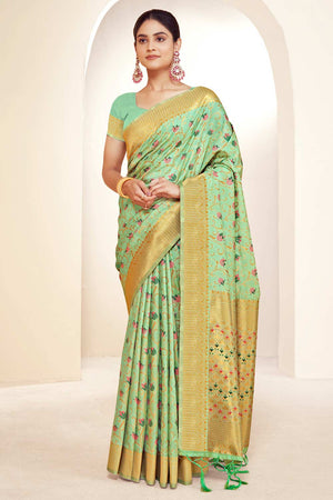Olive Banarasi Silk Woven Saree