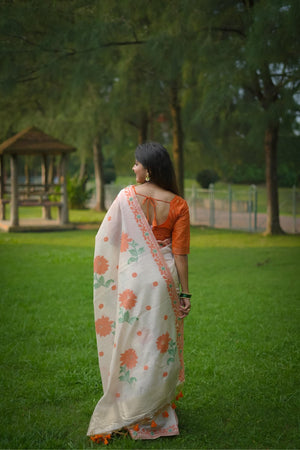 Multi Color Floral Woven Cotton Saree (Eth_SR_114)