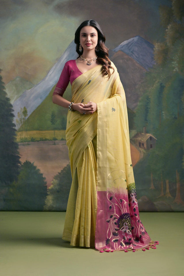 Yellow Woven Art Silk Saree (Eth_SR_131)