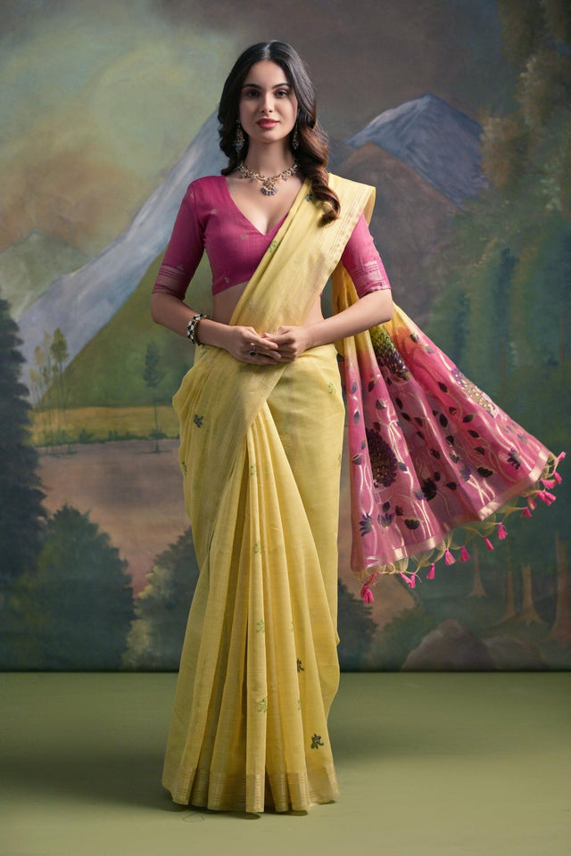 Yellow Woven Art Silk Saree (Eth_SR_131)