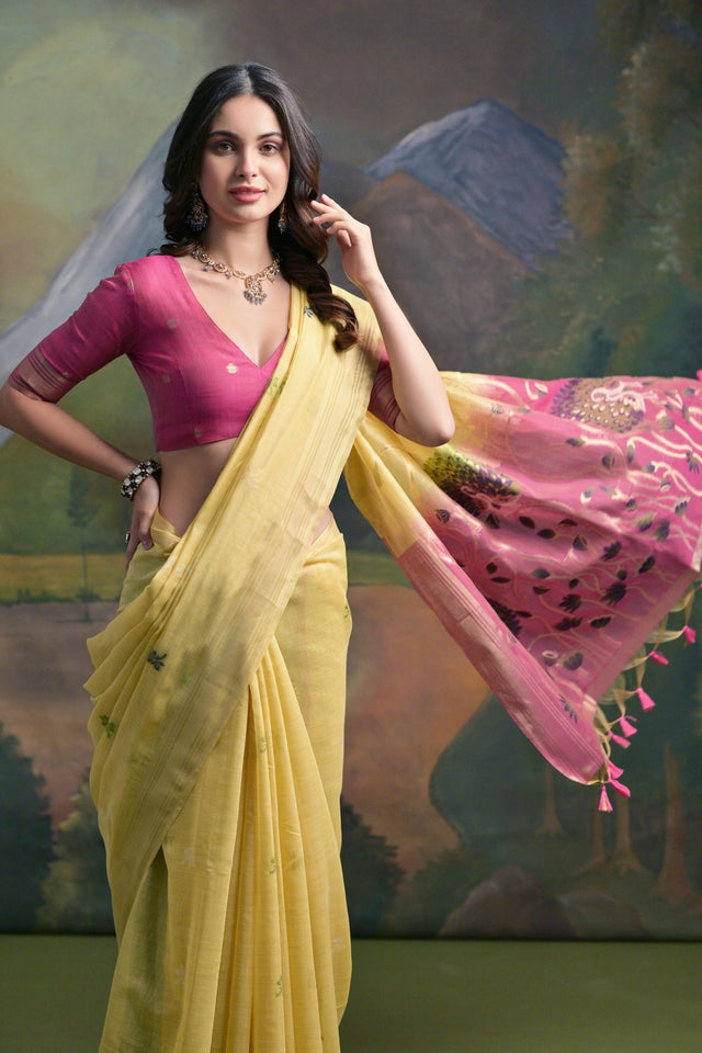 Yellow Woven Art Silk Saree (Eth_SR_131)