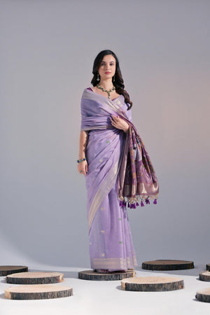 Lavender Woven cotton Saree (Eth_SR_134)