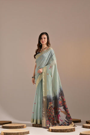 Grey Woven cotton Saree (Eth_SR_136)