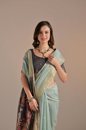 Grey Woven cotton Saree (Eth_SR_136)