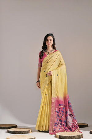 Yellow Woven cotton Saree (Eth_SR_138)