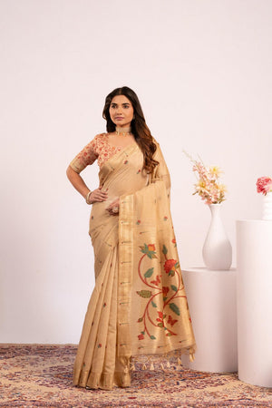 Brown Woven cotton Saree (Eth_SR_153)