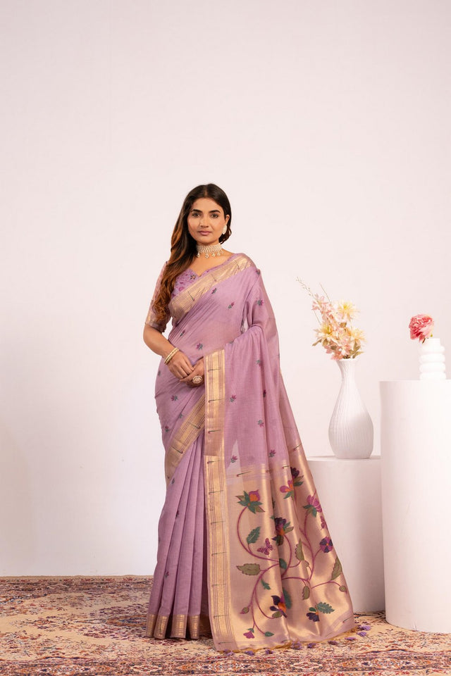 Purple Woven cotton Saree (Eth_SR_156)