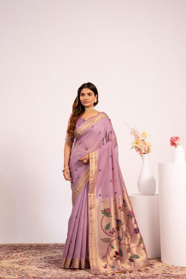 Purple Woven cotton Saree (Eth_SR_156)