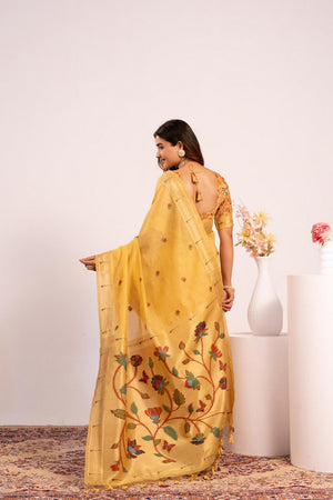 Yellow Woven cotton Saree (Eth_SR_157)