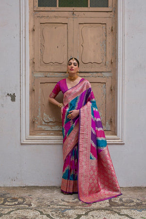 Pink Floral Woven Art Silk Saree (Eth_SR_230)