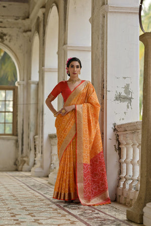 Mustard Floral Woven Art Silk Saree (Eth_SR_242)