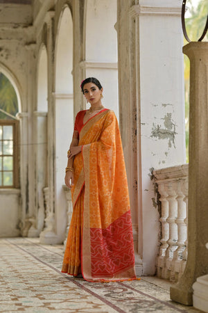 Mustard Floral Woven Art Silk Saree (Eth_SR_242)