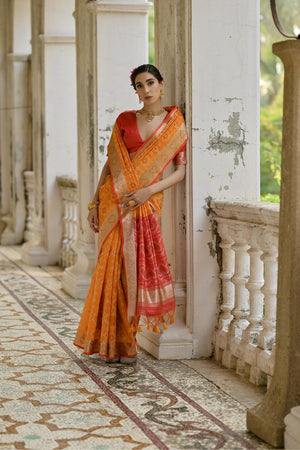 Mustard Floral Woven Art Silk Saree (Eth_SR_242)
