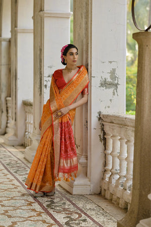 Mustard Floral Woven Art Silk Saree (Eth_SR_242)