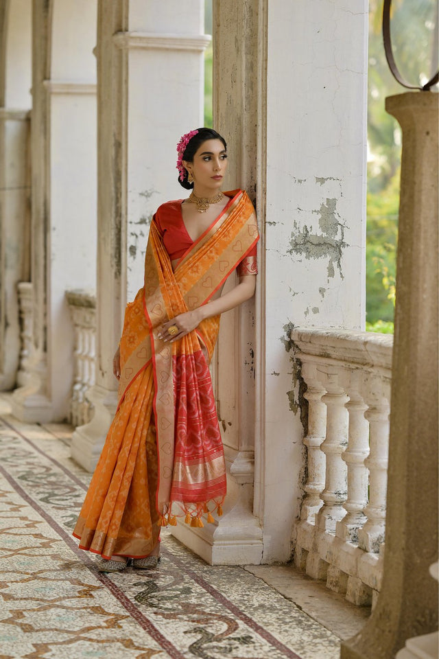 Mustard Floral Woven Art Silk Saree (Eth_SR_242)