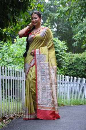 Yellow Woven Art Silk Saree (Eth_SR_68)