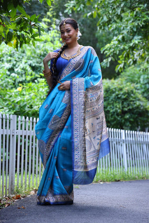 Blue Woven Art Silk Saree (Eth_SR_69)