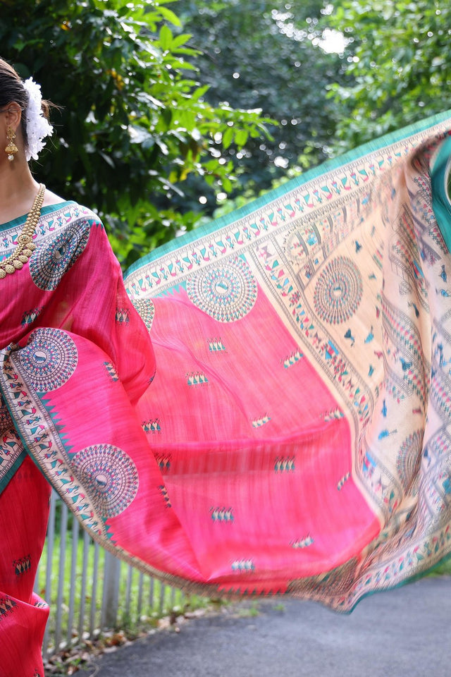 Pink Woven Art Silk Saree (Eth_SR_70)