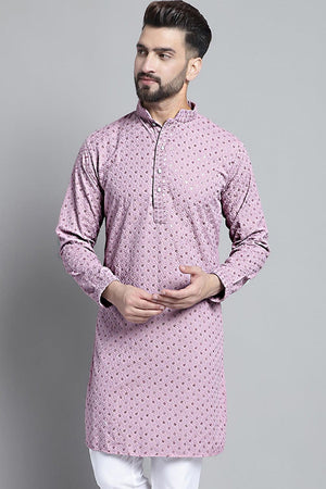 Men's Purple  Chikankari Embroidered And Sequin Kurta
