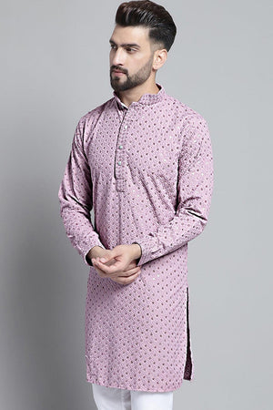 Men's Purple  Chikankari Embroidered And Sequin Kurta