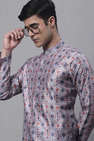 Men's Blue Digital Printed Kurta