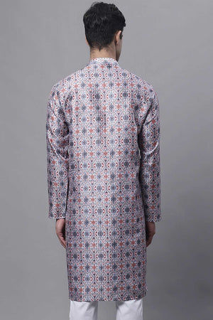 Men's Blue Digital Printed Kurta