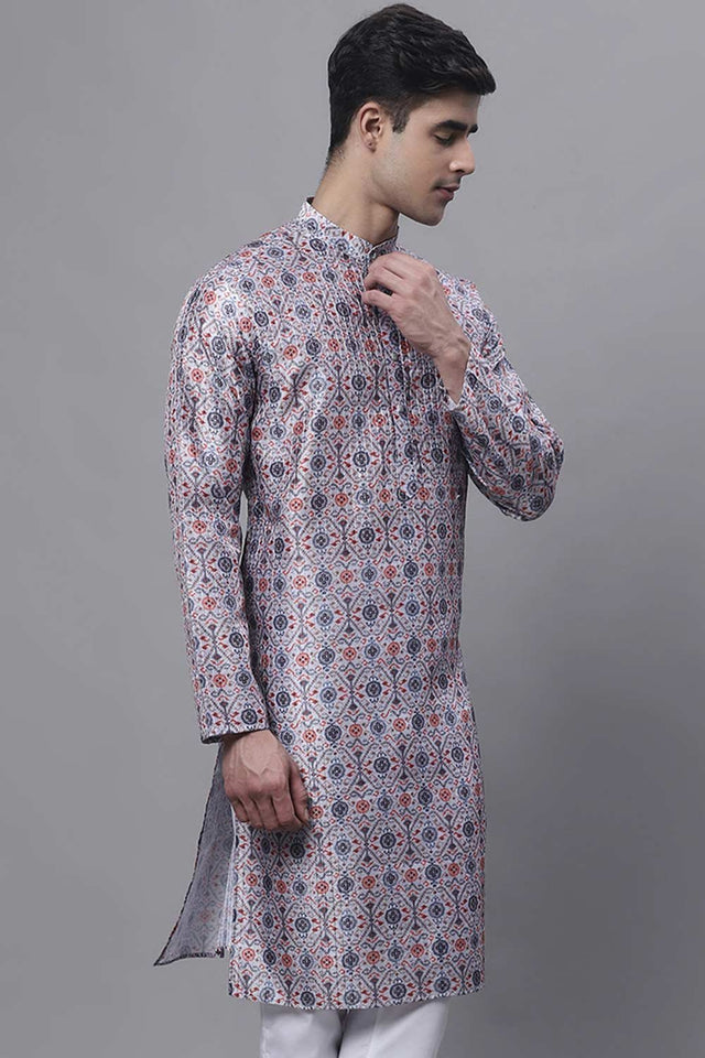 Men's Blue Digital Printed Kurta