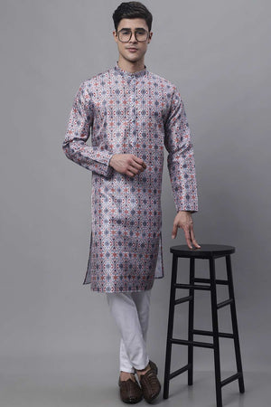 Men's Blue Digital Printed Kurta