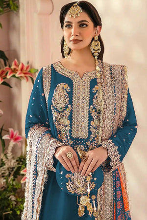 Teal Embroidered Georgette Pakistani Suit Set