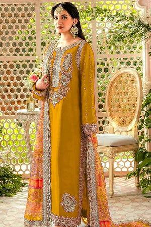 Yellow Embroidered Georgette Pakistani Suit Set