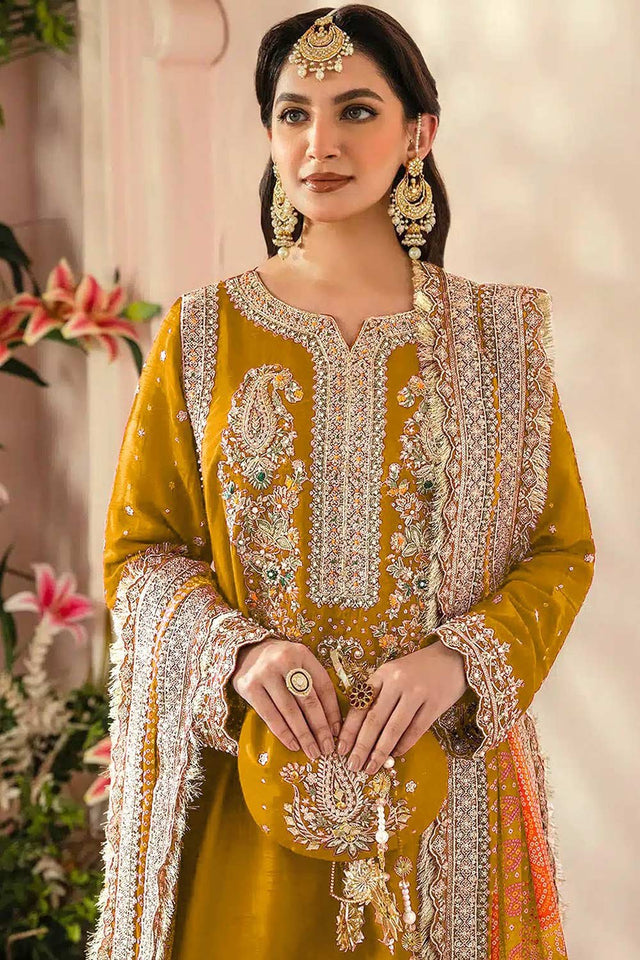 Yellow Embroidered Georgette Pakistani Suit Set