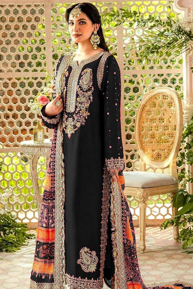 Black Embroidered Georgette Pakistani Suit Set
