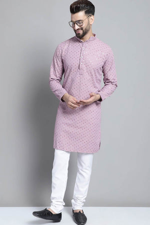 Men's Purple Sequin with Embroidered Kurta Set