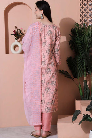 Pink Cotton Digital Printed Kurti Pant Set