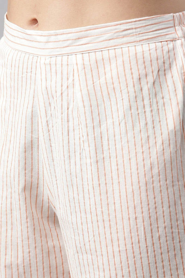 White Cotton Floral Printed Straight Suit Set