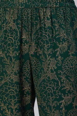 Cotton Green Ethnic Motifs Printed Straight Kurti Pant Dupatta Set