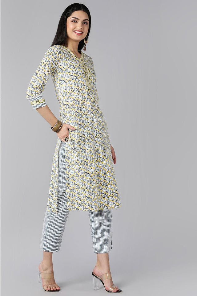 White Cotton Kurta With Trousers Dupatta