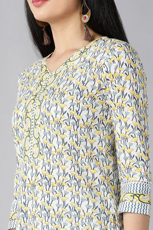 White Cotton Kurta With Trousers Dupatta