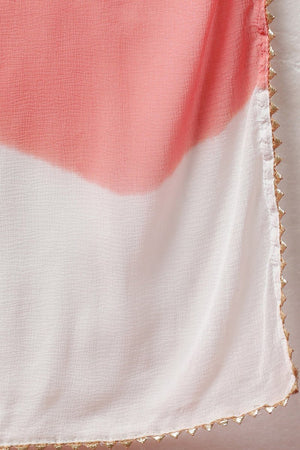 Peach Poly Silk Embroidered Straight Suit Set