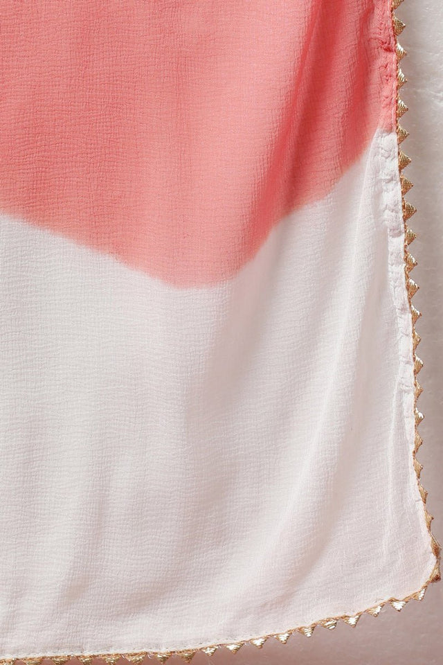 Peach Poly Silk Embroidered Straight Suit Set