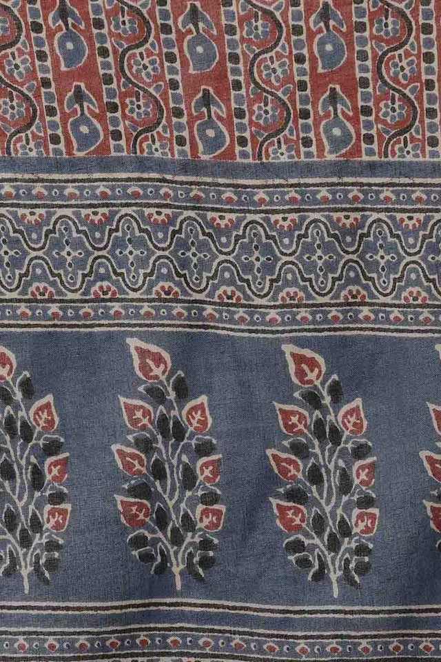 Blue Cotton Flared Kurti Sharara Suit Set