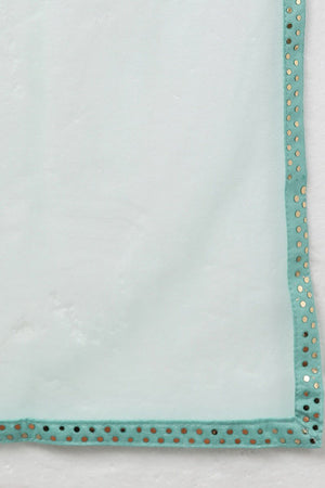 Sea Green Poly Silk Straight Suit Set