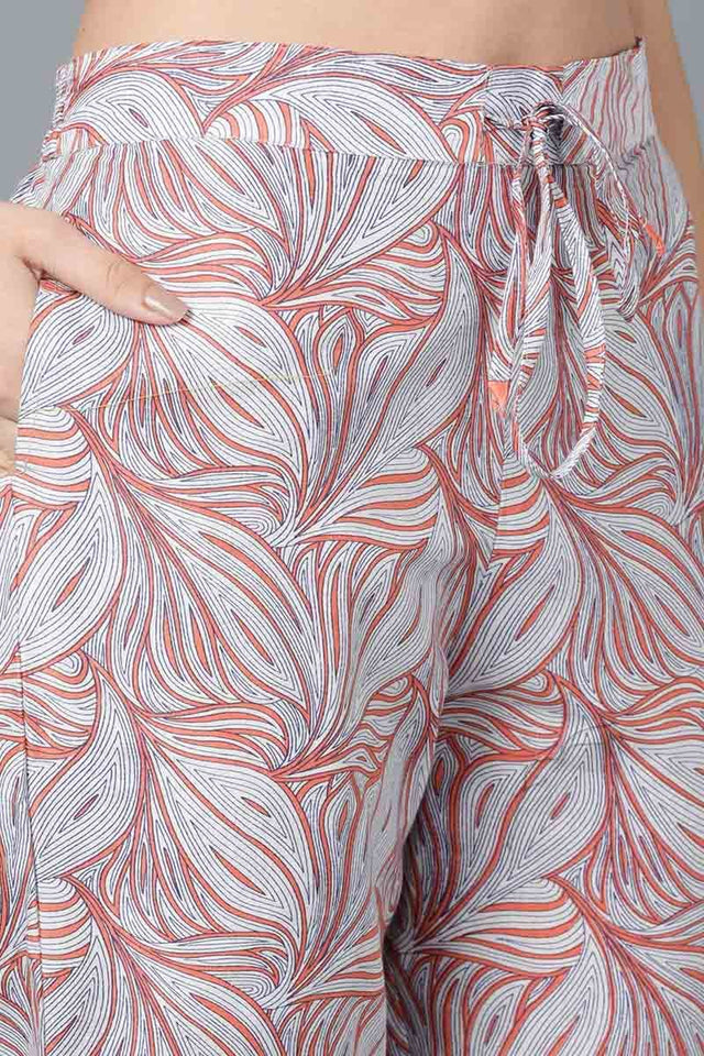 Cream Cotton Straight Kurti Pant With Dupatta Set