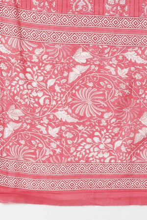 Pink Cotton Printed Kurti Pant Set