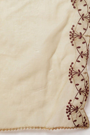 Red Poly Silk Solid Embroidered Straight Suit Set