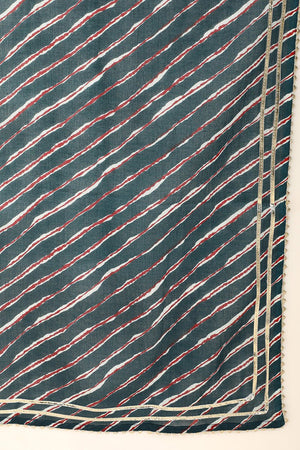 White Cotton Straight Kurta Pant With Dupatta Set